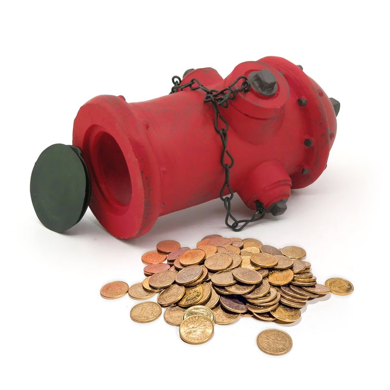 Ornerx Fire Hydrant Money Box Resin Piggy Bank 6" - Image 3
